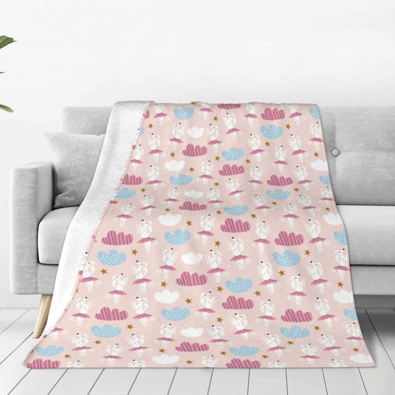 Fleece Throw Blanket Poodle In Ballet Skirts Dancing Print Reversible Plush Fluffy Large Big Blanket for Sofa Couch Bed-40"x30"