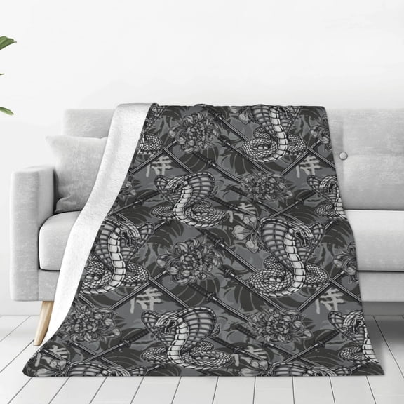 Fleece Throw Blanket Snake Print Reversible Plush Fluffy Large Big Blanket for Sofa Couch Bed-40"x30"