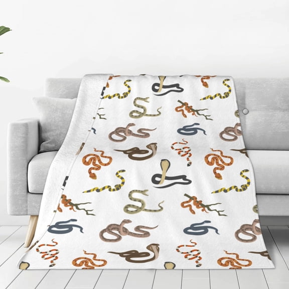 Fleece Throw Blanket Snake Print Reversible Plush Fluffy Large Big Blanket for Sofa Couch Bed-40"x30"