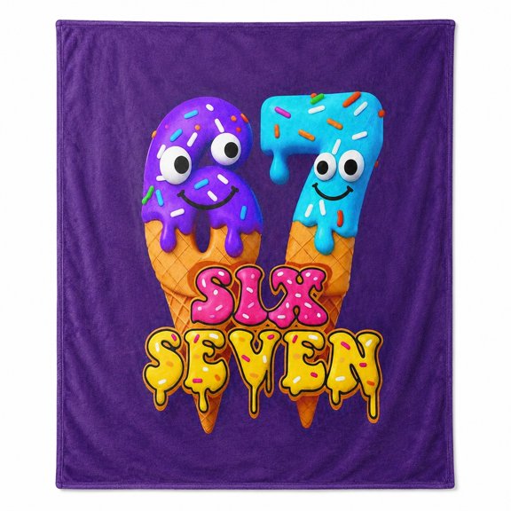 Fleece Throw Blanket, Soft 280 GSM Polyester Fleece, Purple Dessert Print