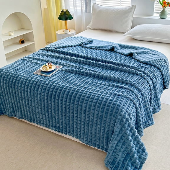 Fleece Throw Blanket, Soft Warm Cozy Blanket for Couch, Decorative Plush Blanket for Home, Giftable Snuggly Throw for All Seasons (Dark Blue)