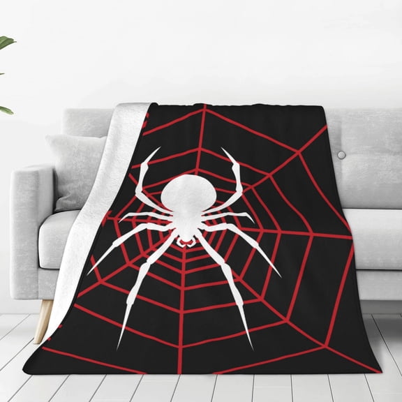 Fleece Throw Blanket Spider On The Web Print Reversible Plush Fluffy Large Big Blanket for Sofa Couch Bed-40"x30"