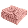 thumbnail image 1 of Fleece Throw Blanket, Super Soft 3D Ribbed Jacquard Bed Blanket for Couch, Lightweight Fuzzy Cozy All Season Use, Premium Silky Flannel Decorative Throw -Pink, 59x39.3 Inches, 1 of 5