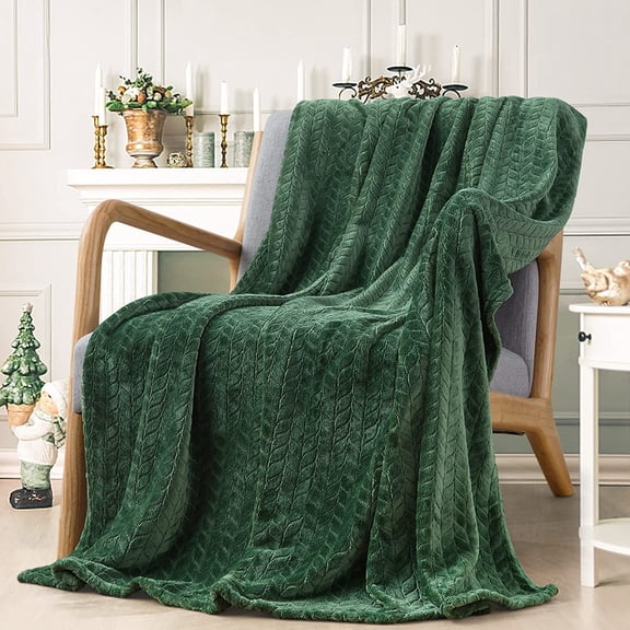 Fleece Throw Blanket, Super Soft Flannel Cozy for Adults, Washable Lightweight for Couch, Sofa, Bed, Office, Warm Plush for All Season, Green, 50"60"