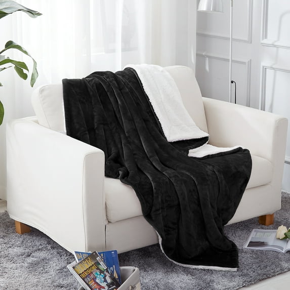 Fleece Throw Blanket - Super Soft Fuzzy Reversible Flannel Fleece Sherpa - Lightweight Bed Throw