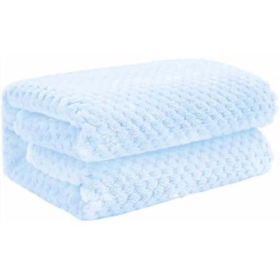 Fleece Throw Blanket, Super Soft and Warm Blankets for Couch, Sofa and Bed Waffle Textured, Cozy, Fuzzy and Lightweight (Light Blue, 40x50 Inches)