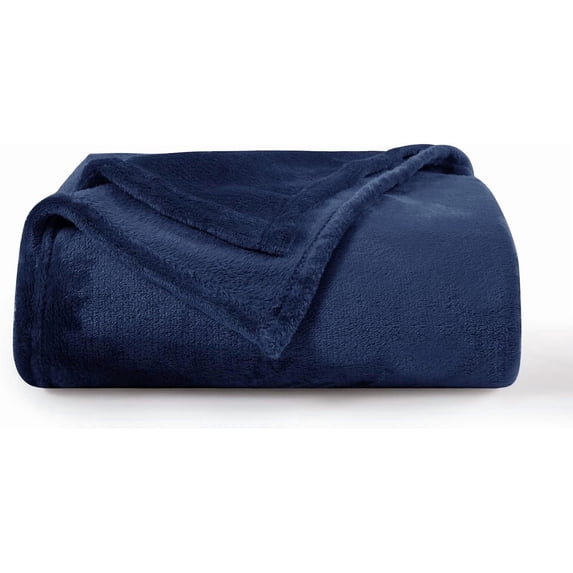 Fleece Throw Blanket Twin - Plush Fuzzy Flannel Blanket Navy Blue for Twin Size Bed, Super Soft Warm Blanket for Sofa and Couch, Fluffy Blanket 60x80 Inches