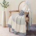 thumbnail image 1 of Fleece Throw Blanket Twin Size, Grey Soft Fluffy Twin Blanket, Fuzzy Cozy Plush Flannel Blankets for Sofa, Comfy Warm Lightweight Twin Bed Blanket Striped (Light Gray, 60x80IN), 1 of 6