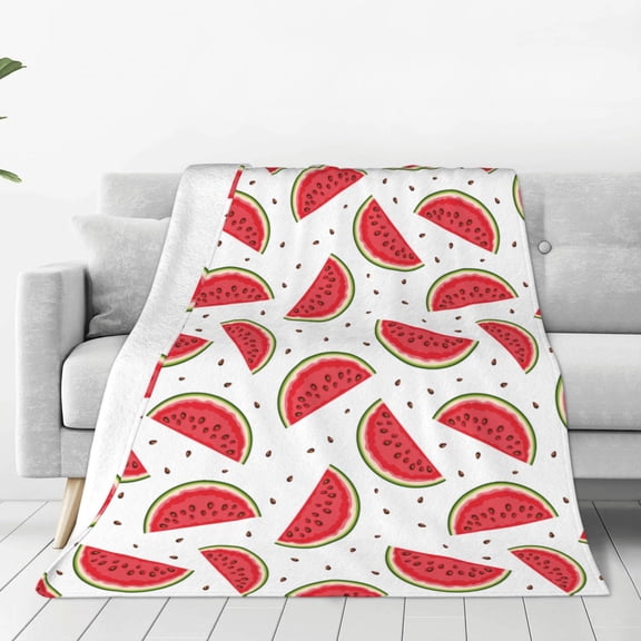 Fleece Throw Blanket Watermelon Print Reversible Plush Fluffy Large Big Blanket for Sofa Couch Bed-40"x30"