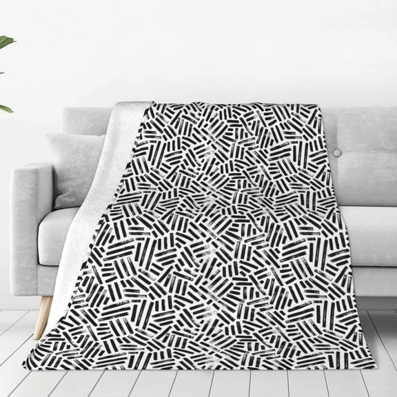 Fleece Throw Blanket Weave Geometric Print Reversible Plush Fluffy Large Big Blanket for Sofa Couch Bed-40"x30"