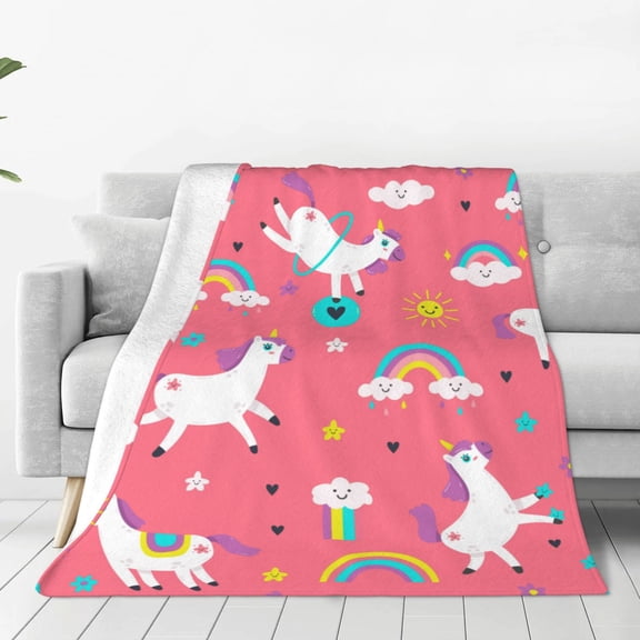 Fleece Throw Blanket Yoga Unicorn Print Reversible Plush Fluffy Large Big Blanket for Sofa Couch Bed-40"x30"