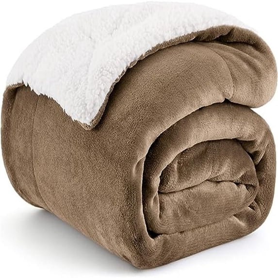 Fleece Throw Blanket for Couch Camel - Queen (90" x 90")
