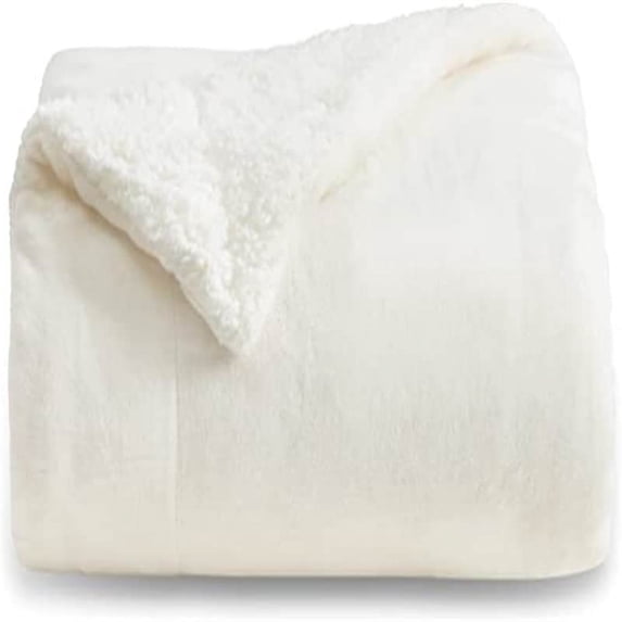 Fleece Throw Blanket for Couch Cream - Queen (90" x 90")