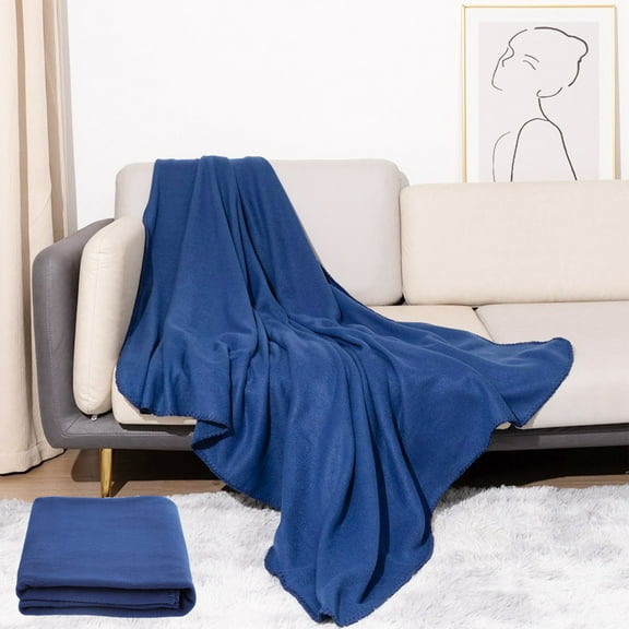 Fleece Throw Blanket for Couch | Plush Fuzzy Soft Blanket for Sofa & Yoga | 50x60 Inches | Polyester | Black, Blue, Gray