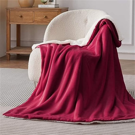 Fleece Throw Blanket for Couch Red - King (108" x 90")
