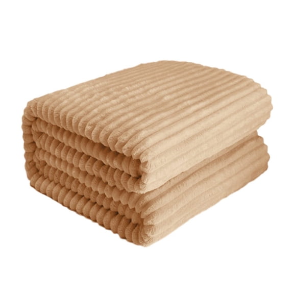 Fleece Throw Blanket for Couch, Soft Striped Jacquard Warm Decorative Fuzzy Blanket for Bed, Sofa, 27.56x39.37 inches