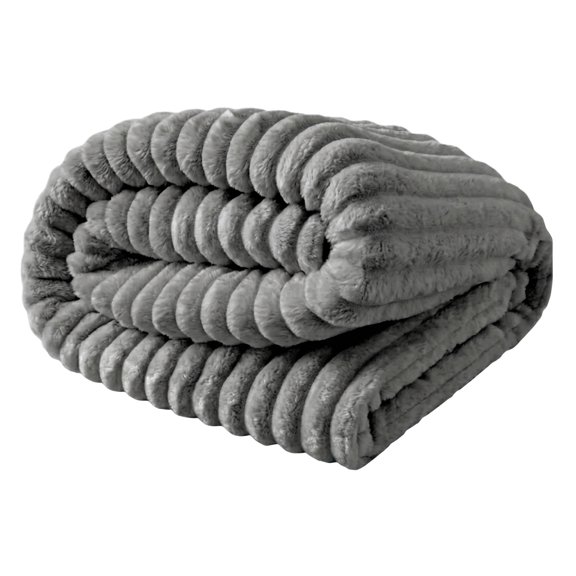 Fleece Throw Blanket for Couch Soft & Warm Fluffy Custard Yellow Blanket, Decorative and Giftable Striped Blankets for Women, Men