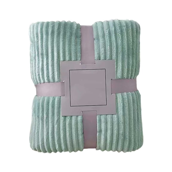 Fleece Throw Blanket for Couch, Super Soft Striped Jacquard Bed Blanket, Lightweight Fuzzy Cozy for All Seasons Light Green