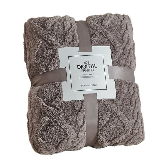 Fleece Throw Blanket for Couch, Velvet Thickened Jacquard Flannel Blanket Soft Touch Cozy Throw for All Season Home Decor (Dark Gray)