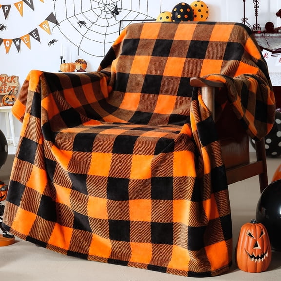 Fleece Throw Blankets, Buffalo Plaid Throw Blanket for Couch Sofa Bed, Soft Warm Fuzzy Cozy Plush Checkered Christmas Blanket, Lightweight Farmhouse Decor 50" x 60" (Red & Black)