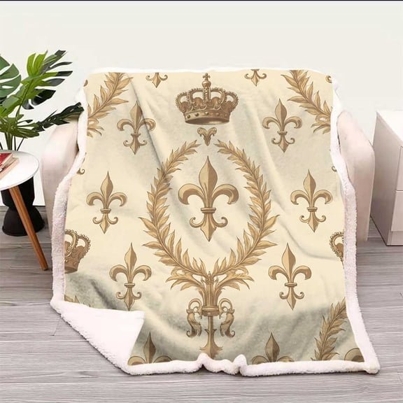 Fleece Throw Blankets Fleur De Lis Decor Beige Tan.Jpg Picnic Blankets Microfiber Fleece Camping Bed 59in X 70.8in Twin Size