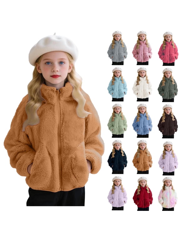 Fleece Top for Toddlers Girls Boys Fleece Hoody Jackets Kids Zip Up Outerwear Coat Toddler Kids Sweatshirt