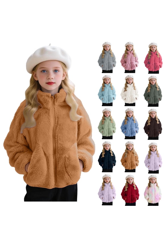 Fleece Top for Toddlers Girls Boys Fleece Hoody Jackets Kids Zip Up Outerwear Coat Toddler Kids Sweatshirt