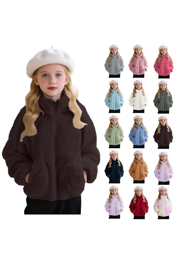 Fleece Top for Toddlers Girls Boys Fleece Hoody Jackets Kids Zip Up Outerwear Coat Toddler Kids Sweatshirt