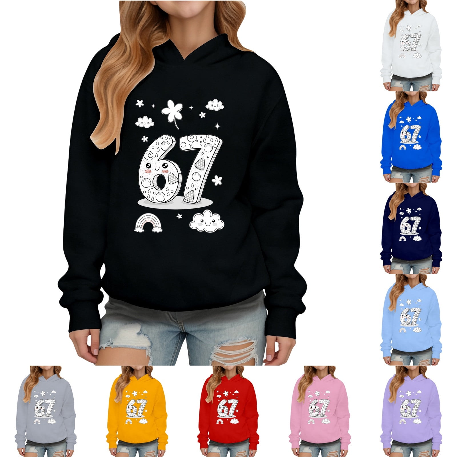 Fleece Tracksuit 67 Pullover Hip Hop Rap Hoodie Casual Outfit 6 7 ...