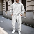 thumbnail image 1 of Fleece Tracksuit Mens Full Set 2-Piece Hooded Sweatshirt and Joggers Activewear Solid Color Hoodies Bottoms Track Suits for Men Fall Winter Hoody Jogging Pants Sets Gym Running Sportswear White XXL, 1 of 7