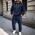 thumbnail image 1 of Fleece Tracksuit Mens Full Set 2-Piece Hooded Sweatshirt and Joggers Activewear Solid Color Hoodies Bottoms Track Suits for Men Fall Winter Hoody Jogging Pants Sets Gym Running Sportswear Navy XXL, 1 of 7