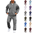thumbnail image 1 of Fleece Tracksuits Mens 2 Piece Set Long Sleeve Athletic Zip Jogging Suit Gray S, 1 of 9
