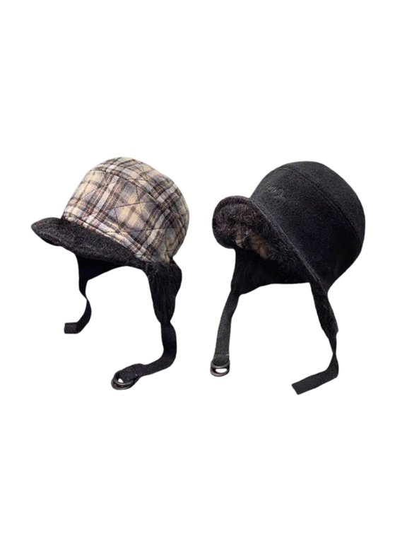Fleece Trapper Hats with Visor Women Winter Ear Flap Ski Cap Warm Russian Ushanka Hat Windproof Outdoor Hat