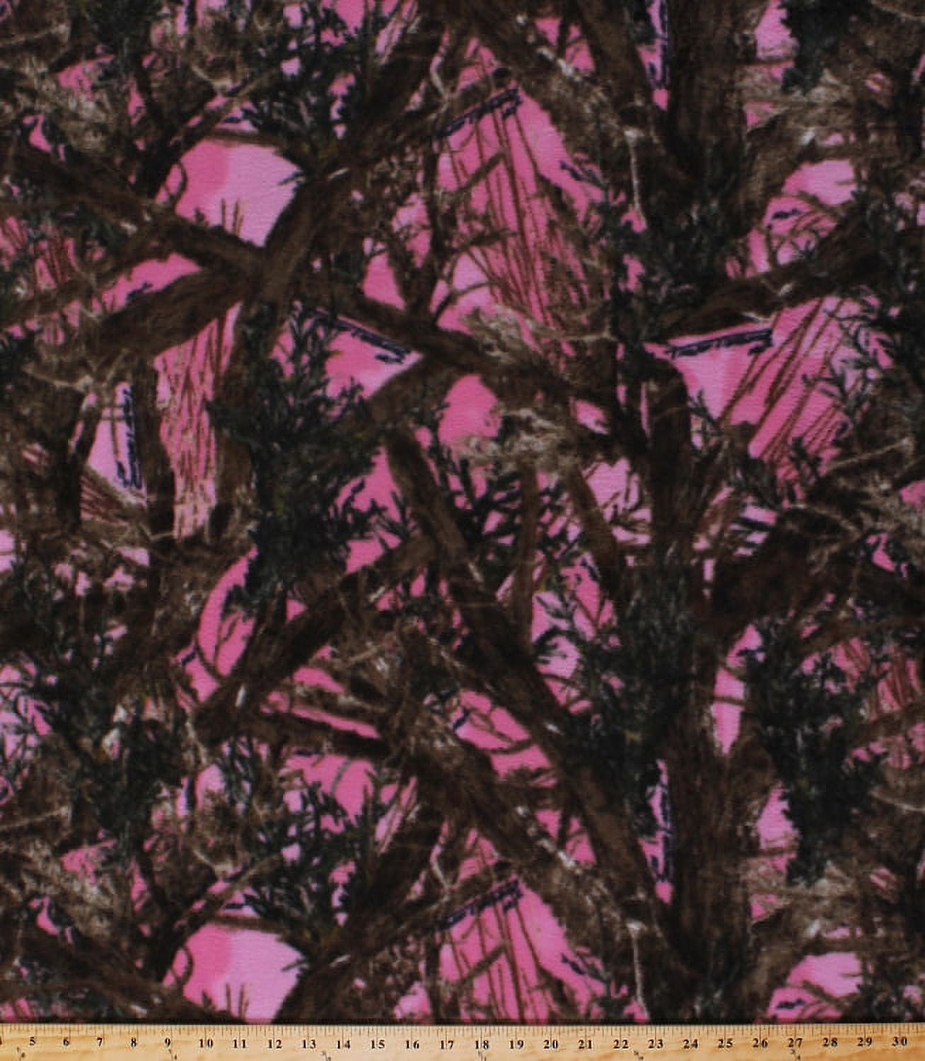 Fleece True Timber Pink Camouflage Camo Trees Tree Branches Woods Outdoors Fleece Fabric Print by the Yard o47933-c470710s