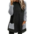 thumbnail image 1 of Fleece Tunic Tops Long Sleeve Soft Warm Winter Pullover Sweater Tops with Pockets Women Crew Neck Sherpa Thermals (XX-Large, Black), 1 of 3