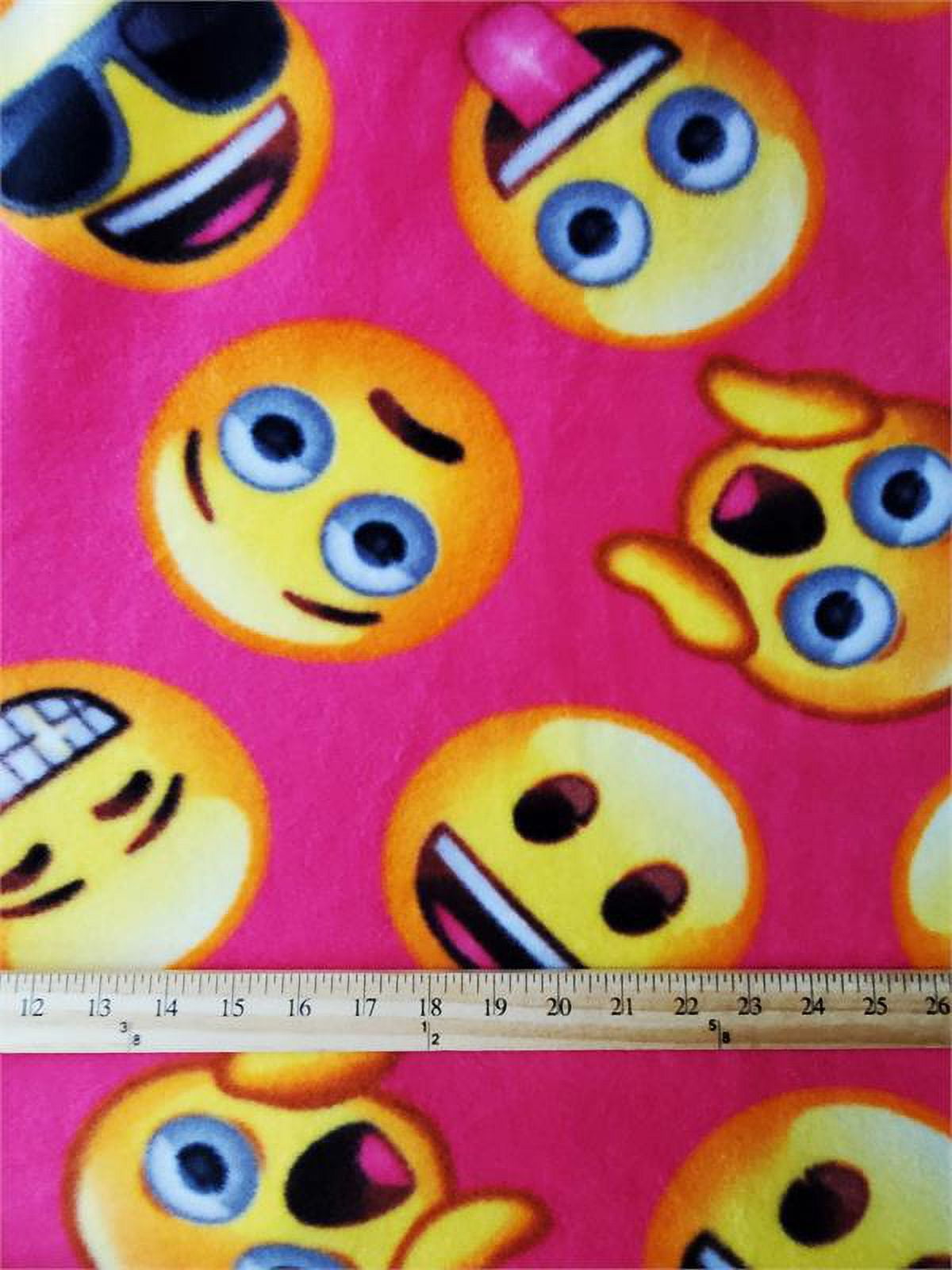Fleece UNIVERSAL EMOJIS Printed Fabric - HOT PINK / 58" Wide / Sold by the yard