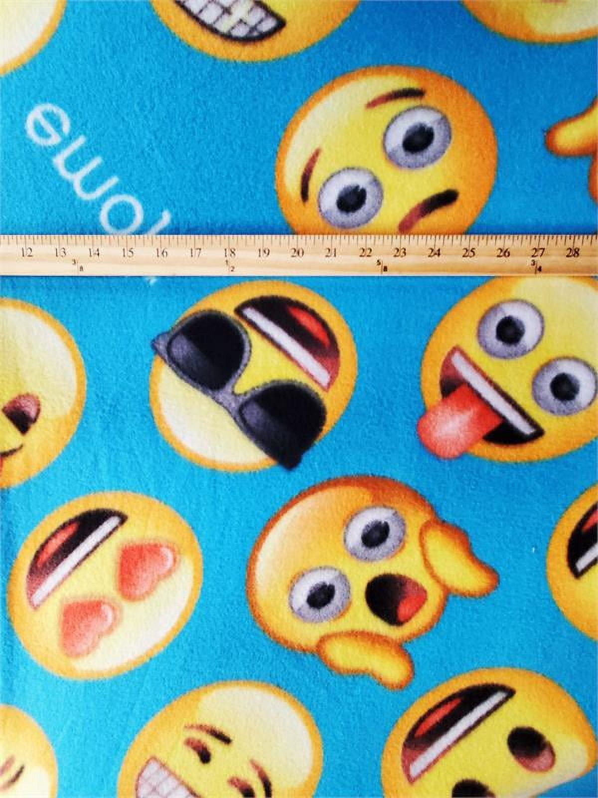 Fleece UNIVERSAL EMOJIS Printed Fabric - LIGHT BLUE /58" Wide/ Sold by the yard