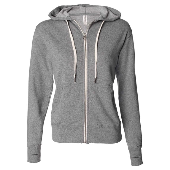 Fleece Unisex French Terry Heathered Hooded Full-Zip Sweatshirt