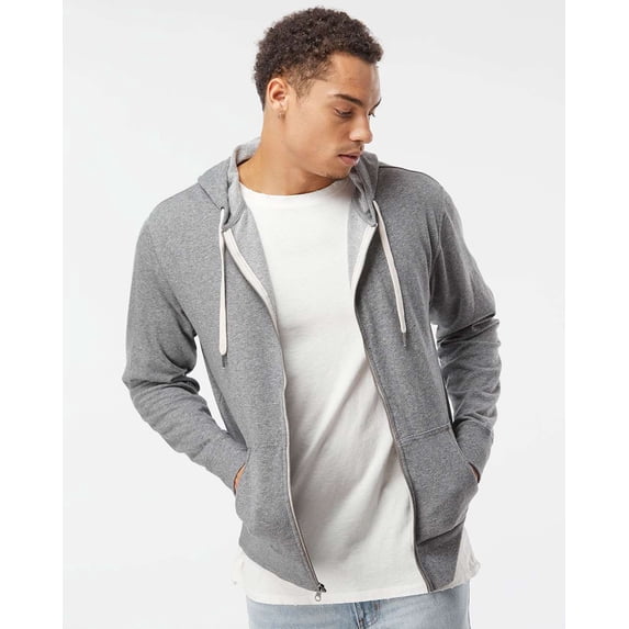 Fleece Unisex French Terry Heathered Hooded Full-Zip Sweatshirt