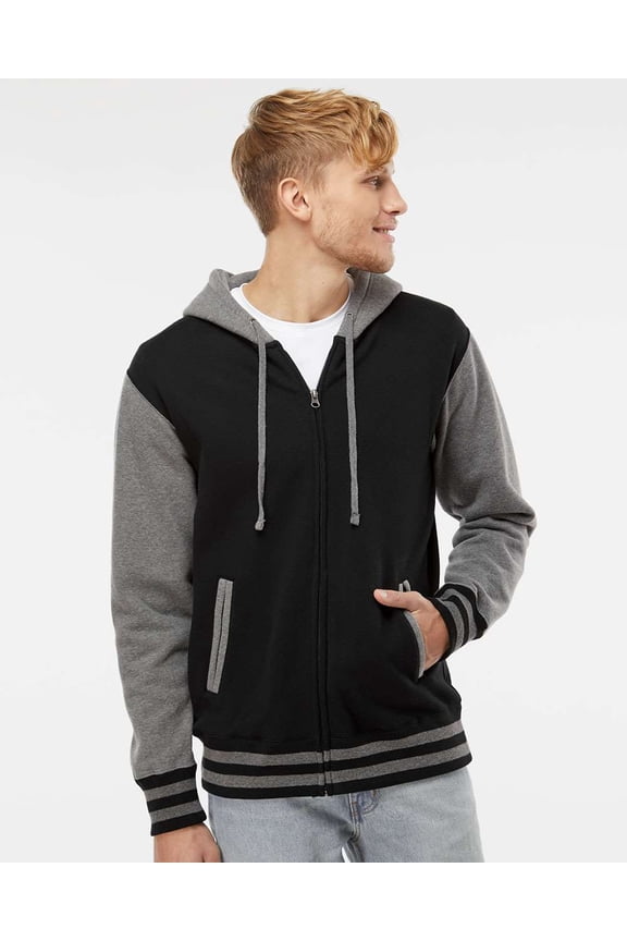 Fleece Unisex Varsity Hooded Full-Zip Sweatshirt