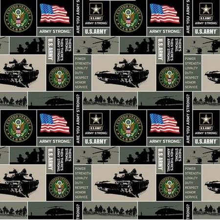 Fleece United States of America Army Fleece Fabric Print by the Yard oarmy012s