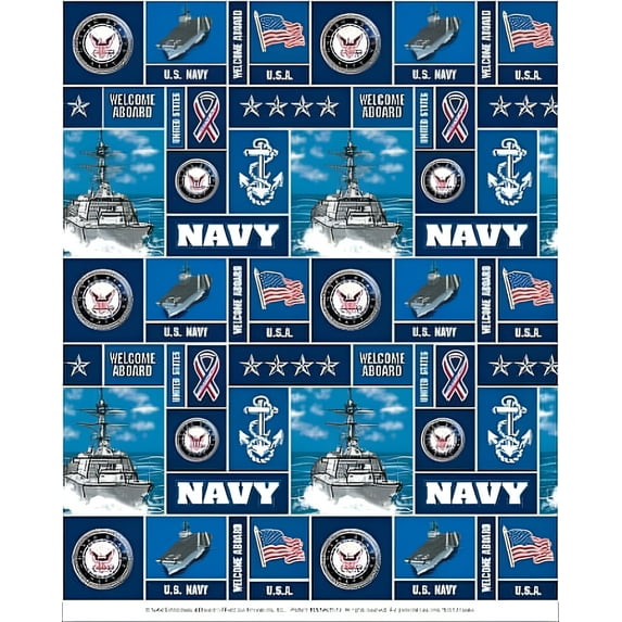 Fleece United States of America Navy Fleece Fabric Print by the Yard onavy012s