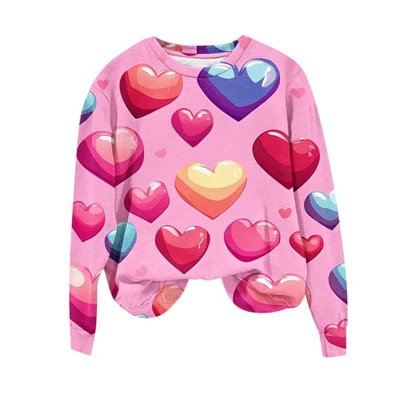 Fleece Valentine's Sweatshirt for Women Love Heart Sweatshirts Warm Long Sleeve Pullover Tops Valentines Graphic Hoodies Fashion Lover Shirts Warm Clothes Casual Loungewear