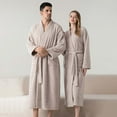 thumbnail image 1 of Fleece Velvet Thermal Long Bathrobe for Mens Ultra Soft Textured Long Sleeve Spa Robe Open-Front Drawstring Adjustable Shawl Kimono Robe with Double Pockets, 1 of 7