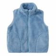 thumbnail image 1 of Kids Fuzzy Fleece Vest Sleeveless Full-Zip Blue Kids Vest Soft Cozy Girls Fall Vest Vests for Girls 9-10 Years, 1 of 8