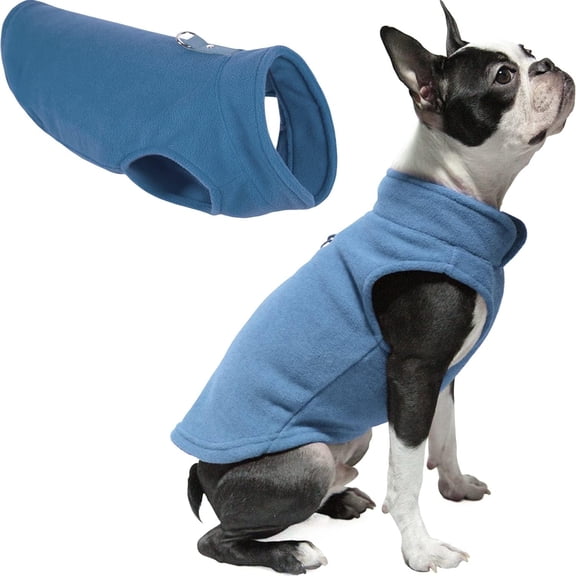 - Fleece Vest, Small Dog Pullover Fleece Jacket with Leash Ring, Blue, Medium