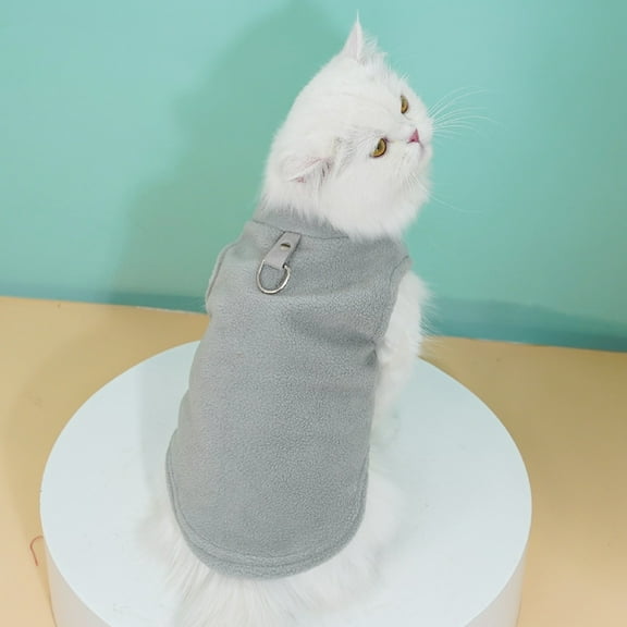 Fleece Vest Sweater with Leash Ring - Soft Lightweight, Breathable - for Puppies/Small Dogs/Cats, Fall/Winter - Easy On/Off Design