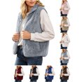 thumbnail image 1 of Fleece Vest Zaewscy Women's Stand Collar Zip Up Fuzzy Sleeveless Vest Casual Fleece Gilet Gray L, 1 of 9