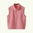 thumbnail image 1 of Fleece Vests for Boys Girls Casual Loose Zip up Coats Fall Winter Cute Sleeveless Jackets with Pocket New Girls Plus Size Fall Vests Watermelon Red 9 Years, 1 of 7