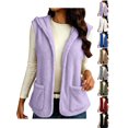 thumbnail image 1 of Fleece Vests Women Zaewscy Women's Solid-Color Hooded Vests Purple XXL, 1 of 9